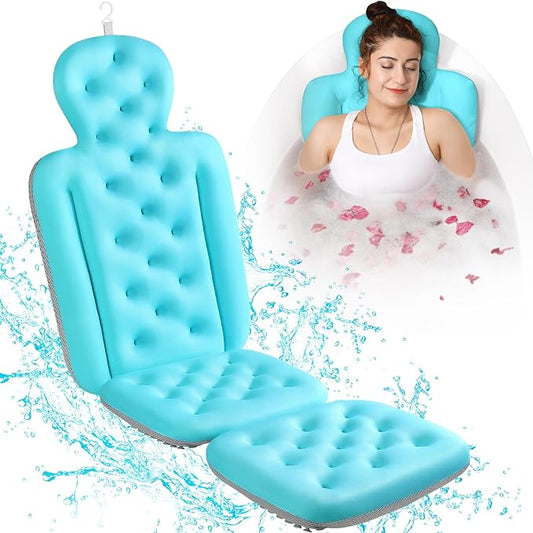 Full Body Bath Pillow for Bathtub, Thick Bathtub Cushion, Luxury Tub Pillow for Bath for Headrest Neck and Back Support Ocean Blue 51" x 16"