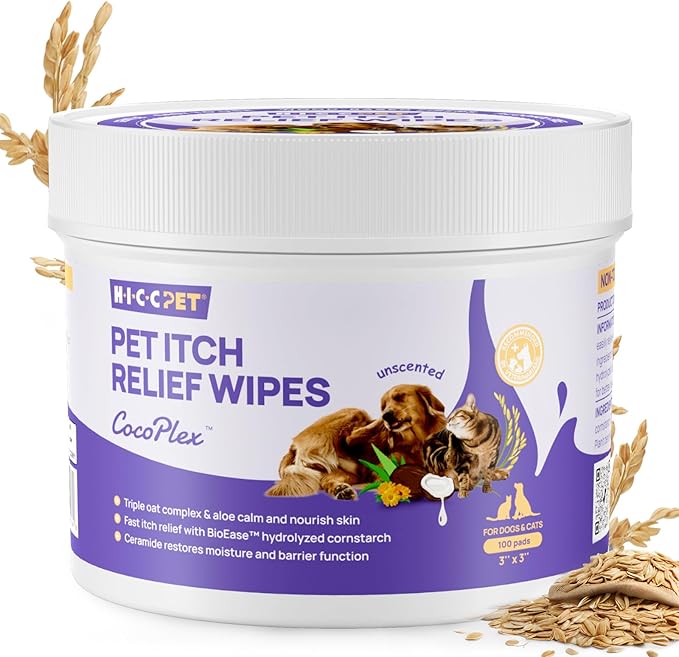 HICC PET Dog Cleaning & Grooming Wipes, No-Rinse Pet Wipes for Dogs & Cats, Helps Clean Everyday Dirt, Visible Residue & Everyday Odor Sources, Plant-Based Formula, 100 Count