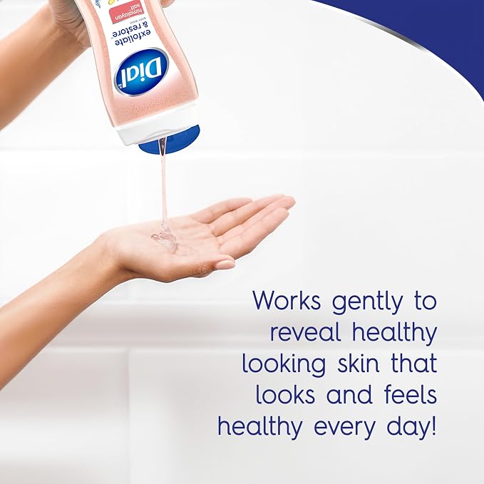 Dial Body Wash, Exfoliate & Restore Himalayan Salt, 16 Fl Oz, Hydraclean Complex & Vitamin E, Gentle, Leaves Skin Feeling Nourished, Dermatologist-Tested, No Parabens & Sulfates,(Pack of 8)