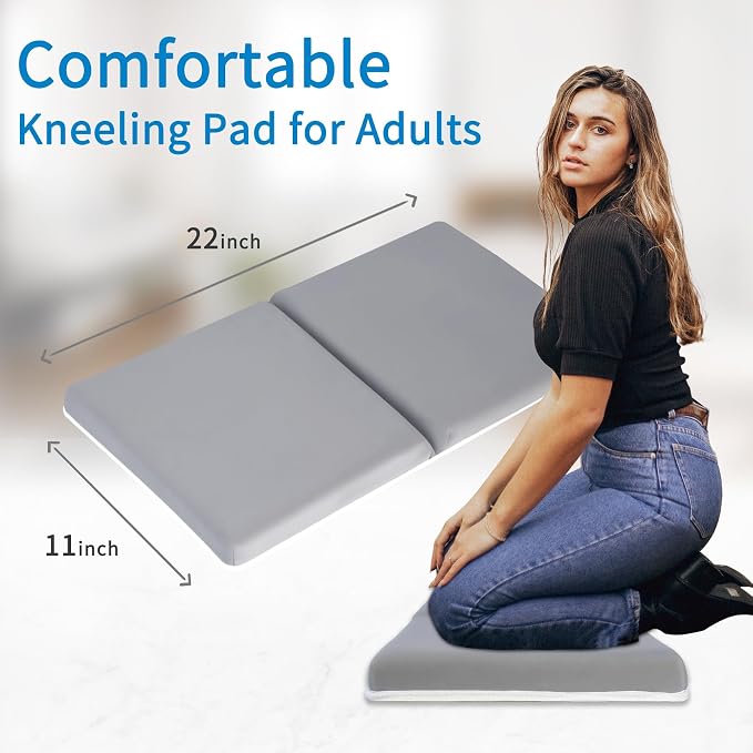 JJGoo Bath Kneeler Pad, 1.5 inch Thick Kneeling Pad Mat, Foldable Painless Knee Cushion Mat, Non-Slip Bathtub Kneeler for Baby Bathing Parents