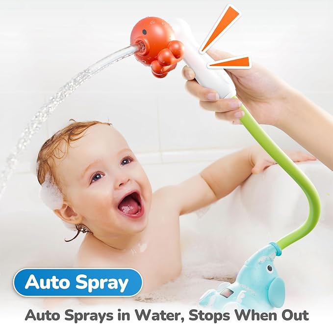 G-WACK Baby Bath Toys Shower Head Sprayer with Water Thermometer for New Borns, Toddlers and Kids | Baby Accessories, and Essentials in Bathtub or Sink | Shampoo Bath Rinser | USB Rechargeable V3