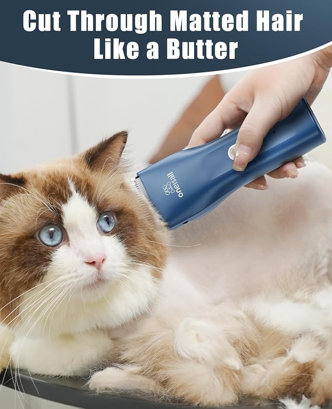 oneisall Pet Clippers for Cat Matted Hair, Quiet Pet Shaver for Cats | Waterproof Cordless Cat Clippers for Matted Long Hair with Storage Bag,Lightweight and Easy to Use for Cat, Pet, Small Dog