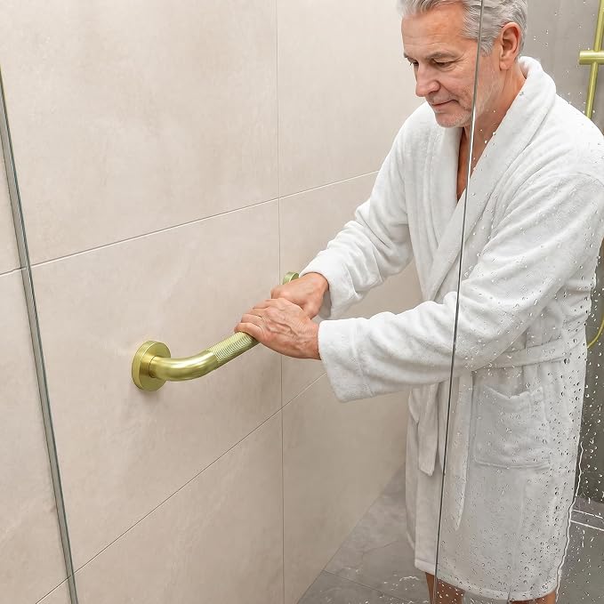 24 Inch Gold Grab Bars for Shower 2 Pack,1.25'' Diameter Heavy Duty Stainless Steel Anti-Slip Bathroom Safety Handicap Grab Bar for Shower, Bathtub & Toilet, Wall Mounted, Supports 500lbs