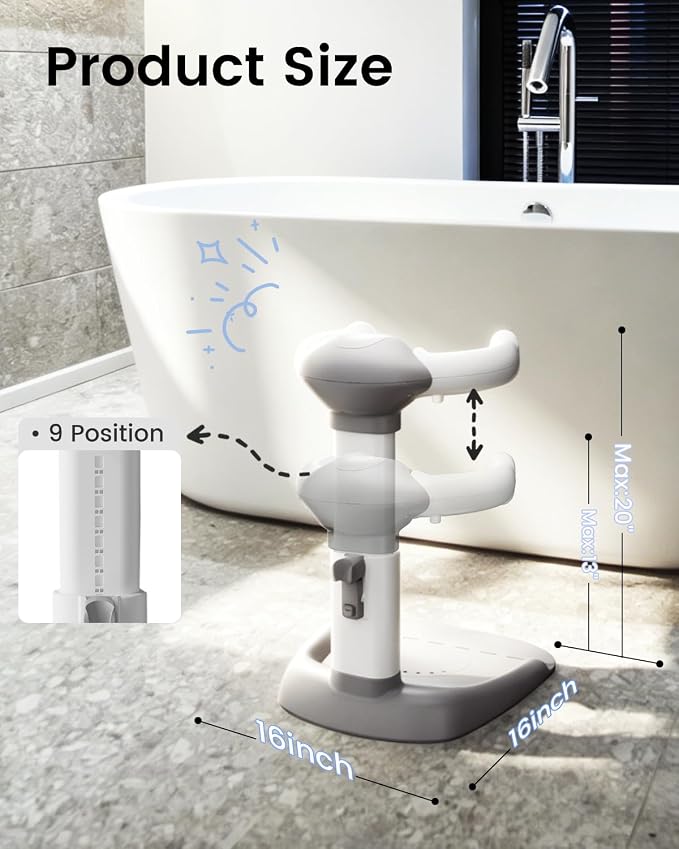 COOSEYA Baby Bath with Shower Stand Support|Anti-Pinch Soporte para Bañera de Bebé Adjustable Shower Tower and Anti-Slip for Toddler Standing Up Themselves,Ideal Gift for Infants 6-36 Months