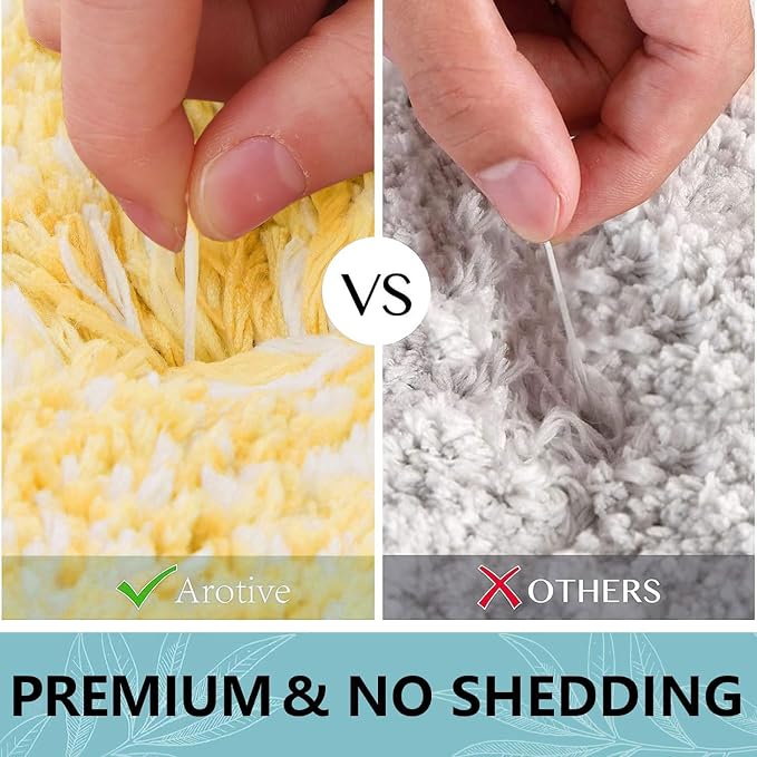 Arotive Microfiber Bathroom Rugs, Shaggy Soft and Absorbent Bath Rug, Thick Plush Machine Washable Dry Bath Mats for Bathroom, Tub and Shower, 47x24, Light Yellow, Rectangular