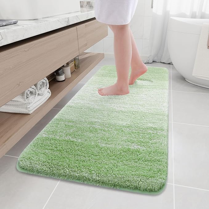 Arotive Microfiber Bathroom Rugs, Shaggy Soft and Absorbent Bath Rug, Thick Plush Machine Washable Dry Bath Mats for Bathroom, Tub and Shower, 59x24, Sage Green, Rectangular