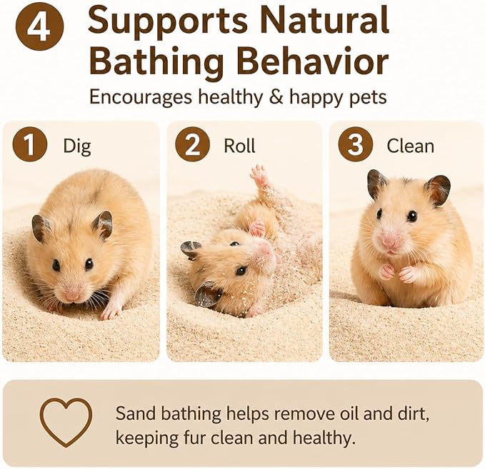 Meow&Woof Hamster Sand, 2.2 lbs Natural Desert Bath Sand & Potty Litter, Low Dust Small Animal Sand for Hamsters, Chinchillas, Gerbils, Syrian Hamsters, Mice