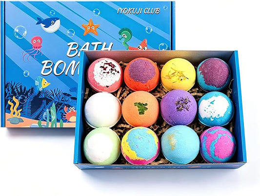 Bath Bombs with Toys Inside, 12 Pack Natural Bubble Bath Bombs with Surprise Toy for Easter Basket Stuffers Gifts