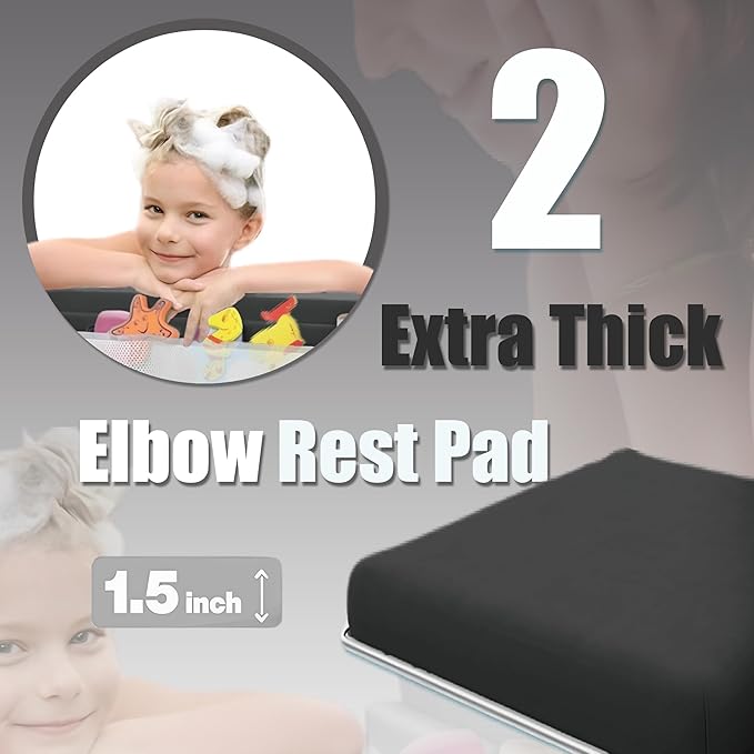 Supa Ant Bath Kneeler–8 Suction Cups & 1.5" Thick Padding.Award Winning Baby Bath Kneeler and Elbow Rest Pad Set with 5 Bath Toy Organizer Pockets.Non Slip Fast Drying Baby Bath Essentials Charcoal