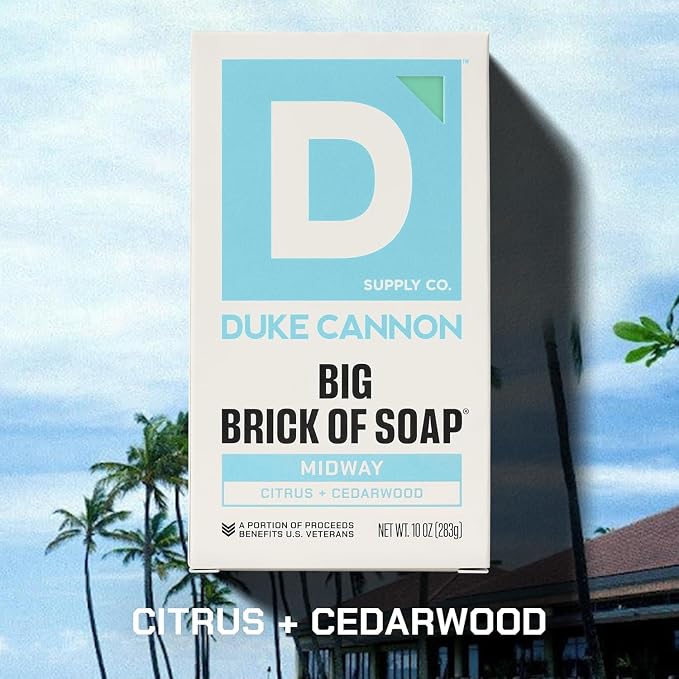 Duke Cannon Supply Co. Extra Large Bar Soap - Men's Natural Soap with Masculine Scents - Citrus + Cederwood - Made in the USA with domestic & globally sourced material - All Skin Types - Midway,10 oz