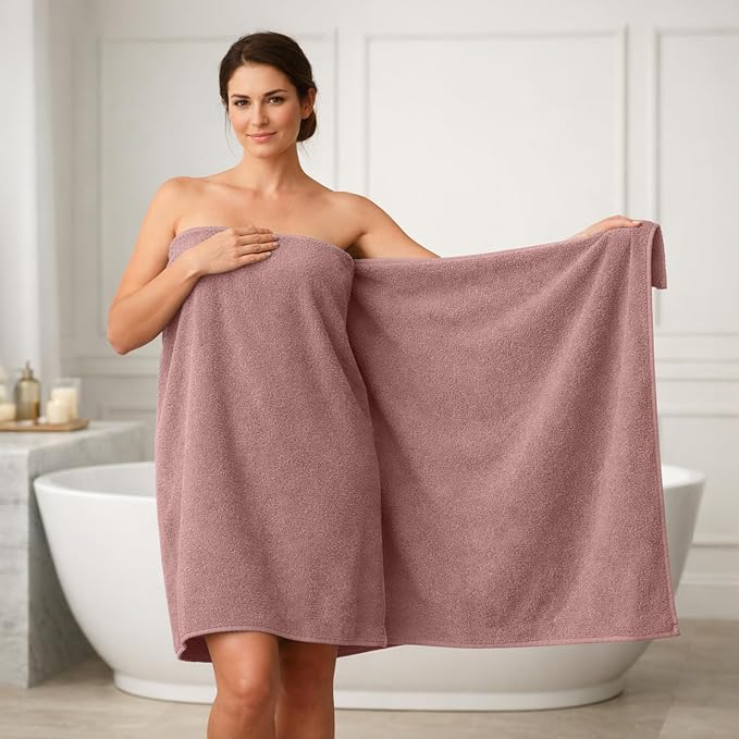 RIVERSIDE Pack of 1 Jumbo Bath Sheet 40 x 80 Inches - Extra Large Bath Towel, Super Soft & Highly Absorbent, 100% Cotton Quick Dry, Perfect to Wrap Yourself in - Dusty Rose