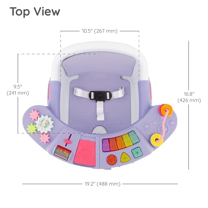 Infantino Music & Lights 3-in-1 Discovery Seat & Booster, Lavender | 20 sounds & songs, Converts from infant seat to booster, Fits dining or kitchen chairs, Includes removable snack tray