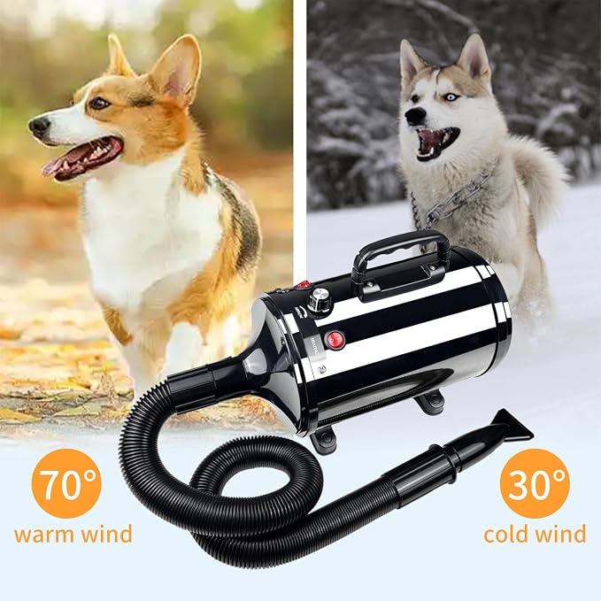 Dog Dryer,High Velocity Professional Dog Grooming Dryer,Adjustable Temperature and Speed with 4 Different Nozzles