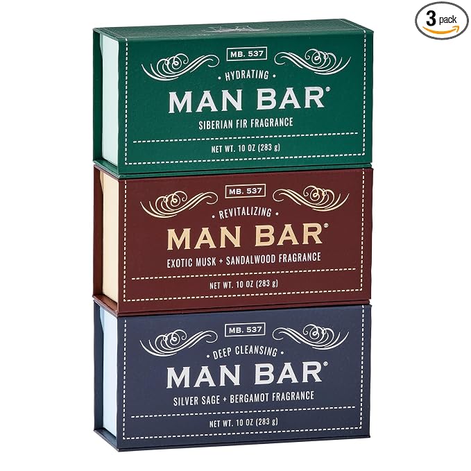 San Francisco Soap Company Man Bar 3-Piece Gift Set - No Harmful Chemicals - Good for all Skin Types - Made in the USA