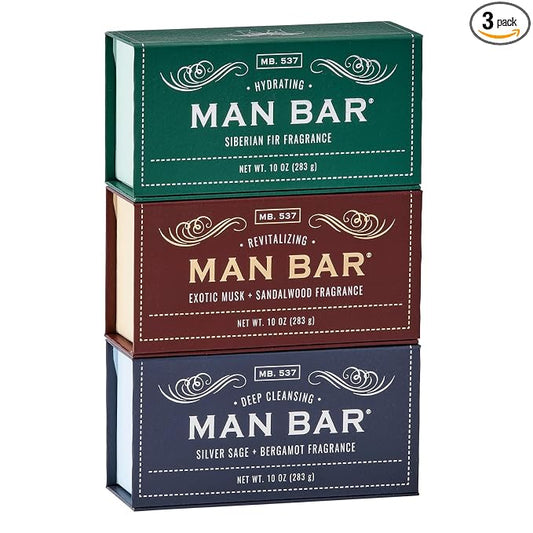 San Francisco Soap Company Man Bar 3-Piece Gift Set - No Harmful Chemicals - Good for all Skin Types - Made in the USA