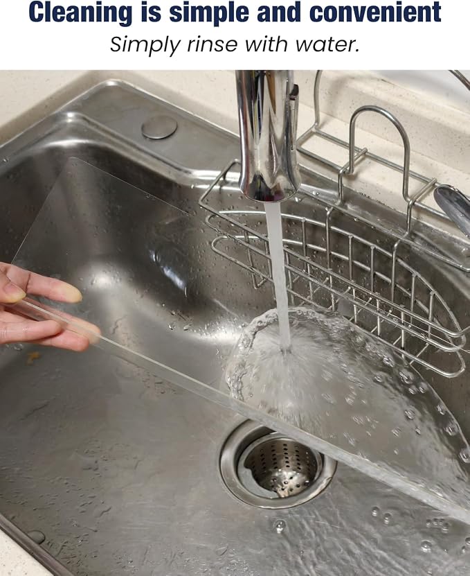 Acrylic Sink Splash Guard, Highly Transparent Fixed Splash Guard for Kitchen Island & Bathroom（23.6"L x 1.6"W x 4.7"H）
