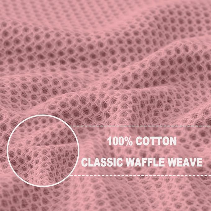 Homaxy 100% Cotton Waffle Weave Kitchen Dish Cloths, Ultra Soft Absorbent Quick Drying Dish Towels, 12 x 12 Inches, 18-Pack, Dried Rose