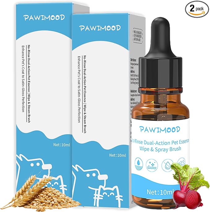 Waterless Cat Shampoo for Pets Who Hate Baths – No-Rinse, Concentrated & Gentle | Pomegranate Scent, Non-Sticky Hydrating Formula | for Steam Brush, Travel-Friendly | 2Pcs, 0.34 oz Each