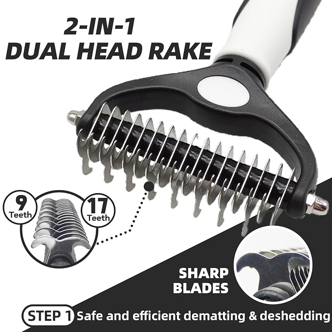 Dog Brush for Shedding, 7 PCS Dog Grooming Brush Kit, Undercoat Rake, Slicker Brush, Deshedding Comb, Bath Brush, Nail Clipper for Long & Short Haired Dogs & Cats, Black