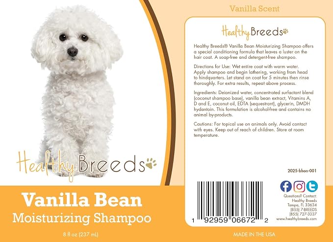 Healthy Breeds Bichon Frise Vanilla Bean Moisturizing Shampoo 8 oz