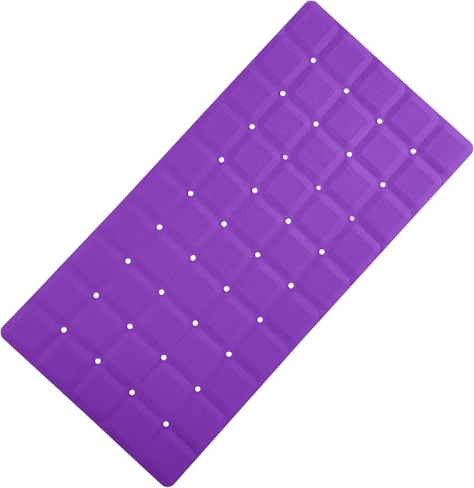 Webos Foldable Silicone Bathtub Mat: Jumbo Size Heavy Duty Safety Bath Mat for Tub Without Suction Cups Non Slip Bath & Shower Mat for Textured, Reglazed, Refinished Tub (Eggplant Purple,35.8 x 17.7)