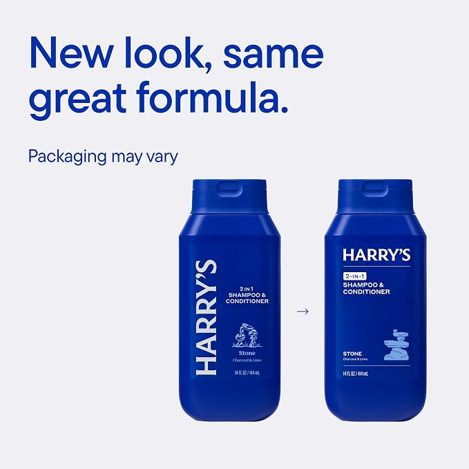Harry's Men's 2 in 1 Shampoo and Conditioner for All Hair Types - Stone Scent - (3 Pack) 14 fl oz - No Parabens or Sulfates