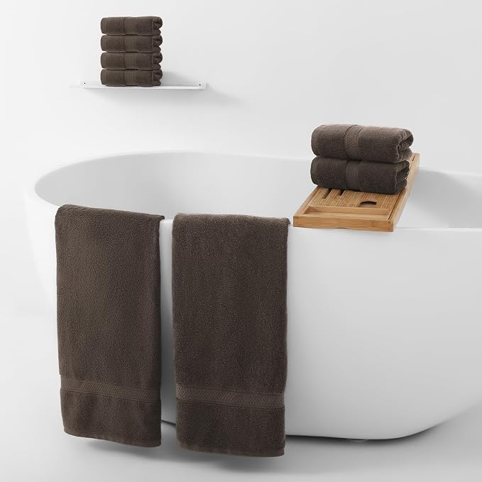 REDKISS 2 Pack 70"x35" Extra Large Bath Sheets for Bathroom - 100% Cotton Soft and Quick Dry Brown Bath Towels for Adults, Full Body Coverage Shower Towel, Perfect for Pool, Yoga & Travel,