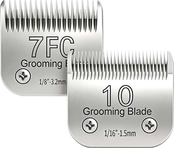 10# 1.5mm and 7FC 3.2mm Clipper Blades Pet Grooming Clipper Replacement Blades Detachable Blade Compatible with andis/wahl/Oster Dog Clippers