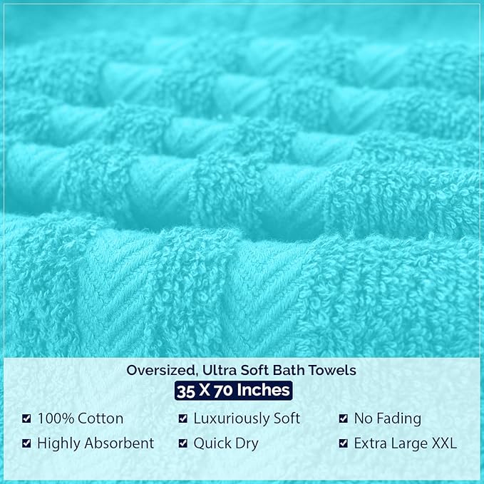 DAN RIVER 2 Pack Luxury Bath Sheets 35x70, 600 GSM, Soft & Quick Dry 100% Ring Spun Cotton Towels Ideal for Hotels, Spas, Gyms & Salons Extra Large, Turquoise