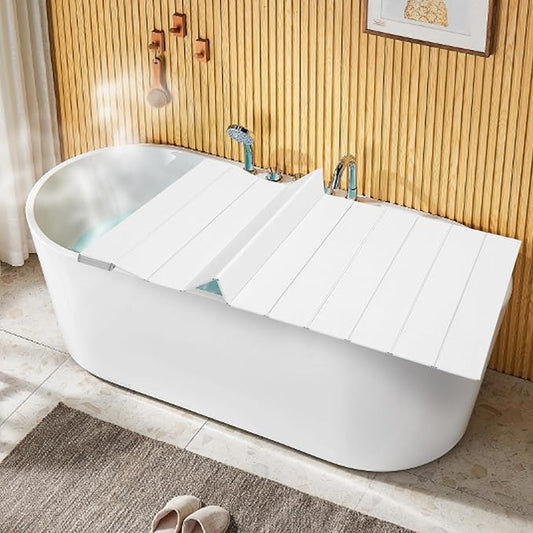 LYNICESHOP Bathtub Tray, Bathtub Cover Folding Bath Lid Insulation Dust Cover PVC Shutter Bath Lid Fits Most Tubs Folding Board Bathtub Insulation Cover Durable Insulation Plate for Bathroom, Home
