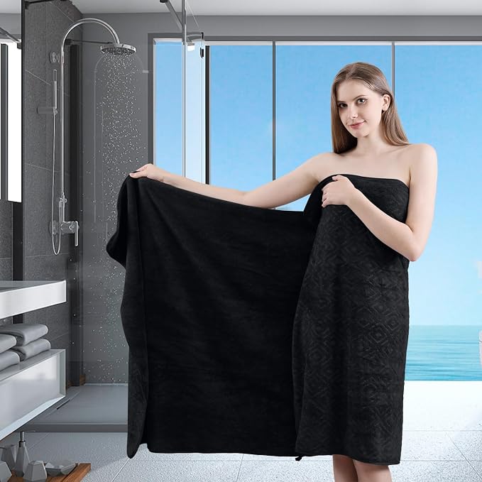 Bath Towel Set of 4 Extra Large Bath Sheet 35"x70" Oversized Bath Towel Soft Microfiber Bathroom Towel for Adults Highly Absorbent Quick Dry Towel Set for Bathroom,Hotel,Shower Bath Sheet Towel Black