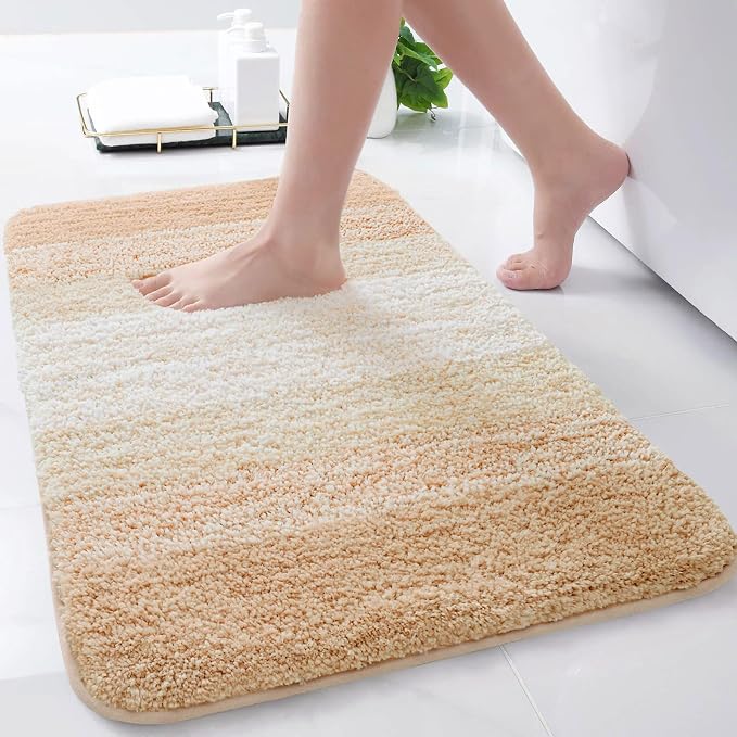 Arotive Microfiber Bathroom Rugs, Shaggy Soft and Absorbent Bath Rug, Thick Plush Machine Washable Dry Bath Mats for Bathroom, Tub and Shower, 30x17, Beige, Rectangular