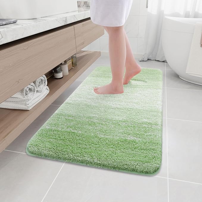 Arotive Microfiber Bathroom Rugs, Shaggy Soft and Absorbent Bath Rug, Thick Plush Machine Washable Dry Bath Mats for Bathroom, Tub and Shower, 44x24, Sage Green, Rectangular