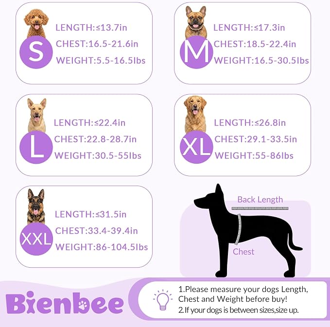 Bienbee Dog Bathrobe, Quick Drying Super Absorbent Pet Robes for Small Medium Large Dogs, Drying Coat for After Bath & Swim, Warm & Cozy Dogs Towels, Dog Puppy Bath Supplies, Purple XXL
