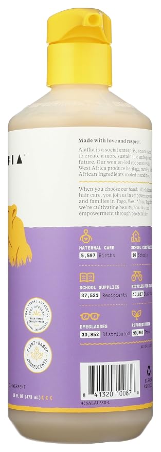 Alaffia Babies and Kids Shampoo and Body Wash, Gentle and Calming Support for Soft Hair and Skin with Shea Butter, Neem, and Coconut Oil, Fair Trade, Lemon Lavender, 16 Fl Oz