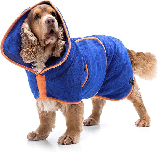 Lucky Pooch® Dog Robe - Luxurious Dog Bathrobe - Ultra Absorbent Dries Your Dogs in Minutes! Double-Layer, Super Soft Towel and Bath Robe All in One (Giant, Royal Blue)