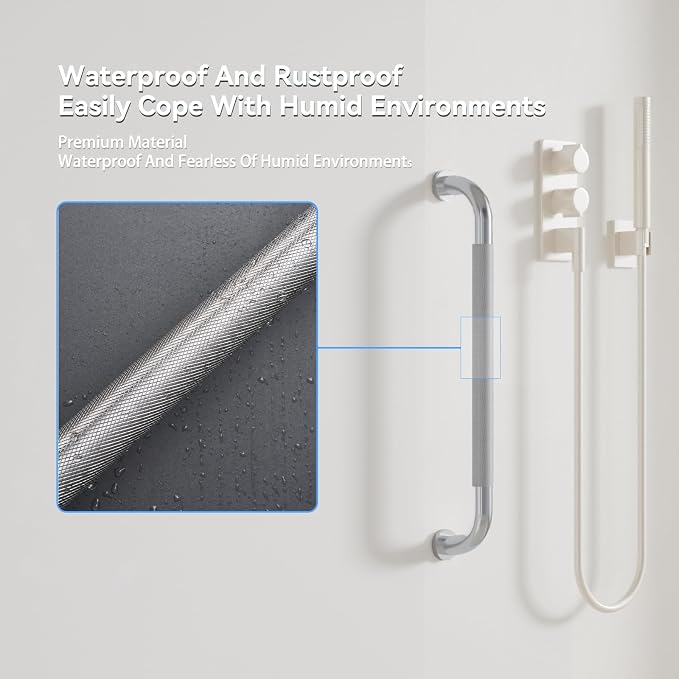 48 Inch Shower Grab Bar, Bathroom Grab Bar Handle with Anti-Slip Knurled Grip, Stainless Steel Bath Balance Bar, 1.25" Diameter Bath Safety Bar Support for Seniors Elderly Pregnant, Brushed Nickel