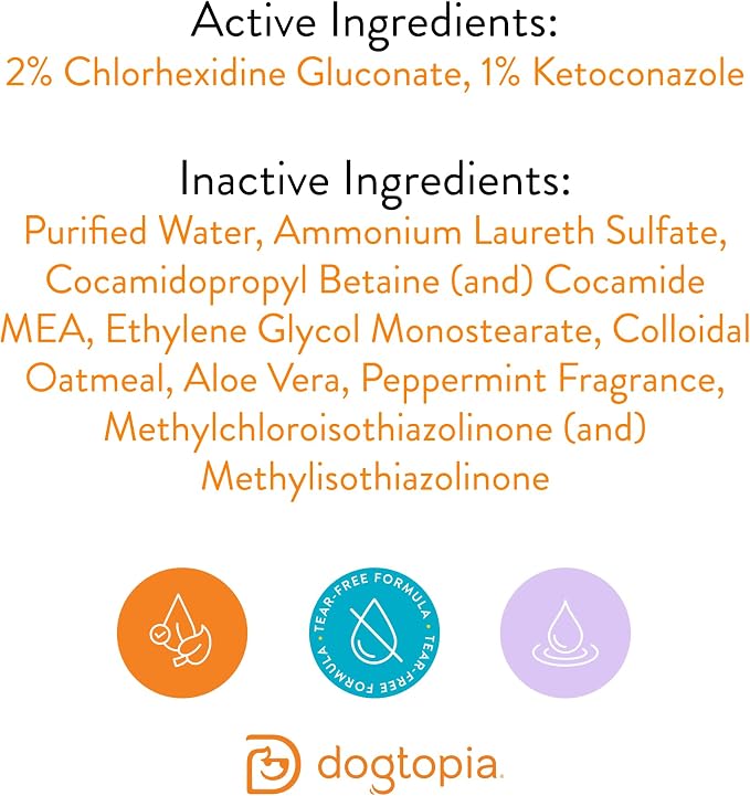 Dogtopia Keto-Dog Medicated 12oz Shampoo for Dogs and Pets – Hint of Mint Scent | Therapeutic Medicated Shampoo with Moisturizing Colloidal Oatmeal | Soothes and Relieves Irritated Skin