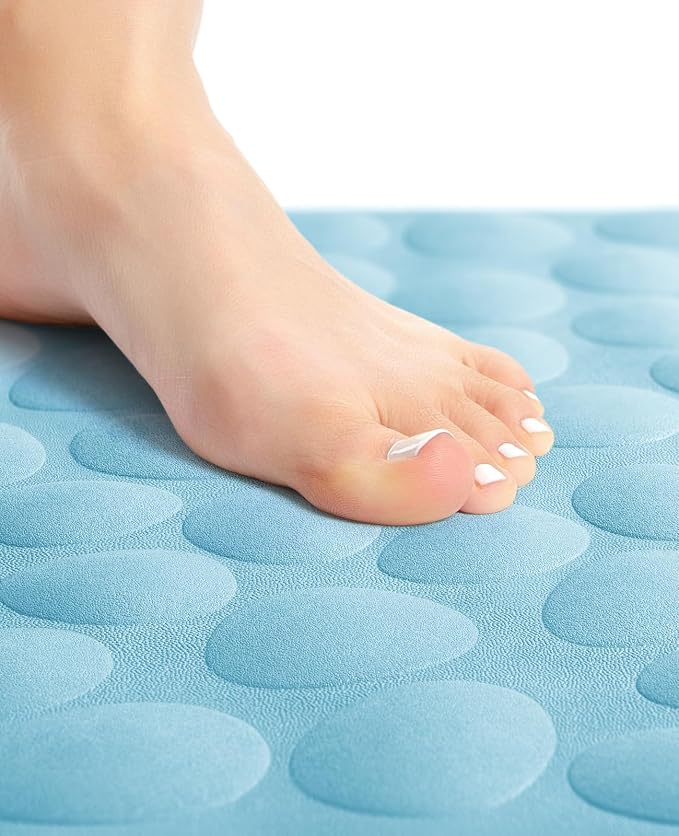 Bligli Bathtub Mat Non Slip, 16x40 inch Extra Long Bath Tub Mat with Strong Suction Cups, Soft Rubber Bathroom Floor Mat, Machine Washable, 100% BPA Free (Sky Blue)