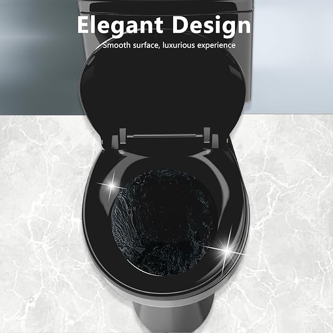 Black Toilet Seat Round, Soft Close, Bottom Fixing, PP Material, Safe and Easy Clean, 16.5 Inch