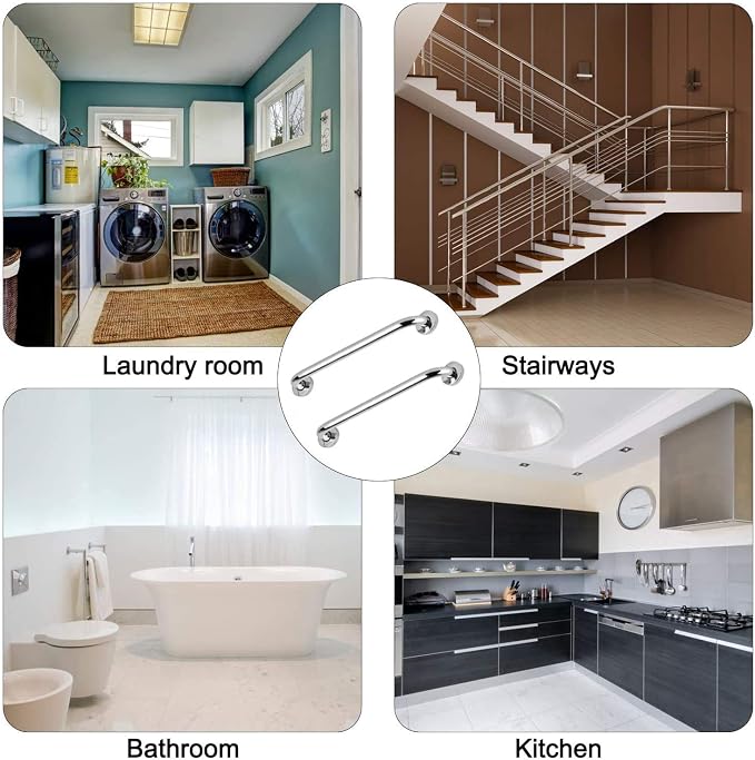 2 Pack Shower Grab Bar，Stainless Steel Grab Bar for Bathtub Showers Grab Bars, Safety Bars for Shower Chair Bench, Shower Bath Handle Grab Bars Senior, Elderly, Handicap(18 Inch) Waterproof