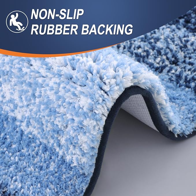 OLANLY Bathroom Rugs Mat 34x21, Extra Soft Absorbent Microfiber Bath Rugs, Rubber Backing, Quick Dry, Machine Washable Bath Mats for Bathroom Floor, Tub and Shower, Home Decor Accessories, Navy