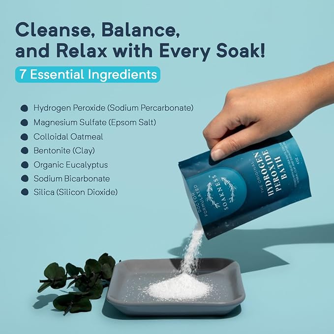 Soakness Hydrogen Peroxide Epsom Salt Bath Soak - USA-Made – Patented Bath Salts, Muscle Recovery, & Skin Detoxification – Magnesium Salts for Bathing - Doctor Formulated Pure Epsom Salt (1-Pack)