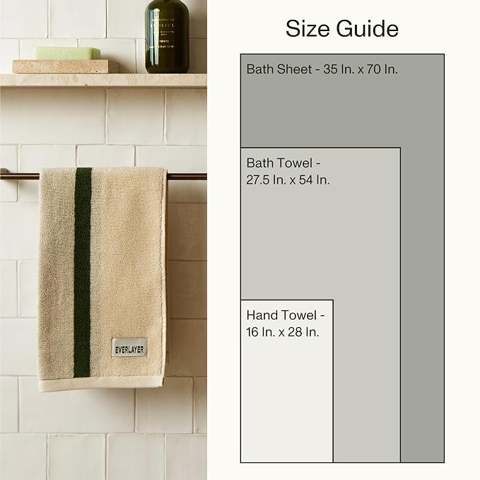 Everlayer Bath Towel Set 4 PCS, 2 Bath Towels + 2 Hand Towels, 550 GSM 100% Combed Cotton, Ultra Soft Luxury Bath Towels, Cotton Hand Towels, Made in Portugal, Wildwood Cognac - Janus