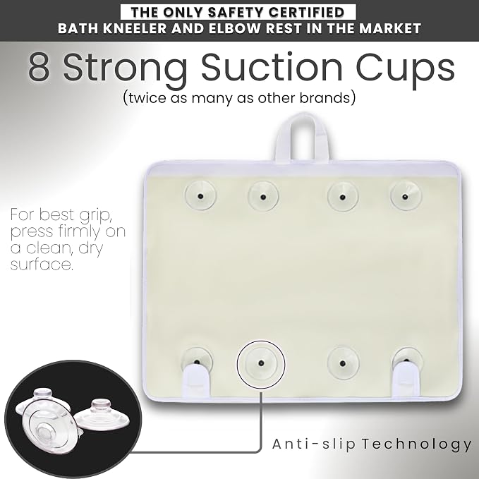 Supa Ant Bath Kneeler –8 Suction Cups & 1.5" Padding.Certified Non Toxic Bath Kneeling Pad for Bath Tub & 5 Bath Toy Organizer. Fast Dry Baby Bath Kneeler and Elbow Rest Pad Set Charcoal
