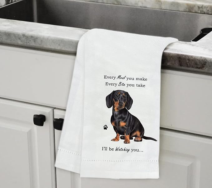 Black Dachshund Kitchen Towels - Soft, Highly Absorbent - Gifts for Pet Lovers - Reusable, Quick Drying - 100% Natural Cotton