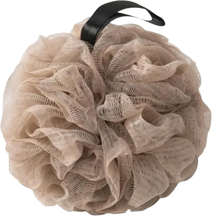 Loofah Sponges for Shower,Exfoliating Cleaning Bath Loofa Body Scrubber Balls for Women Men Washing(1 pcs,Khaki)