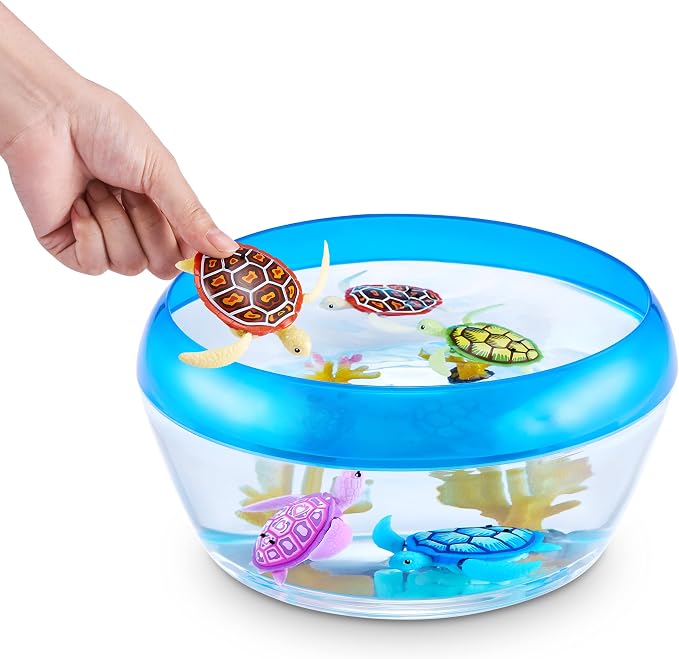 Robo Alive Robo Turtle Robotic Swimming Turtle (Green + Pink) by ZURU Water Activated, Comes with Batteries, Exclusive (2 Pack)