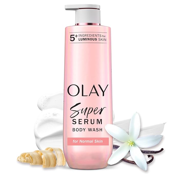 Olay Super Serum Body Wash for Normal Skin, 24hr Long Lasting Rich Hydration, 5+ Ingredient Complex for Bright, Even, Firm, & Luminous Skin, with Collagen Peptide, BHA, Vitamin C, 20 fl oz
