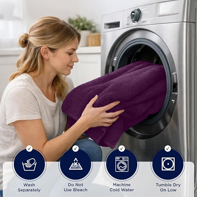 DAN RIVER 2 Pack Bath Sheets Extra Large 35x70, Large Bath Towels for Adults, XL Oversized Heavy Duty Towel Set, 600 GSM 100% Ring Spun Cotton, Soft Quick Dry, Purple Passion